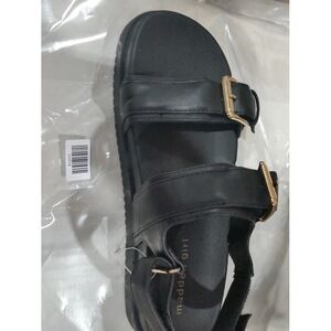 Madden Girl Womens Sprittz Double Buckle Strap Flat Sandals Black Size 7